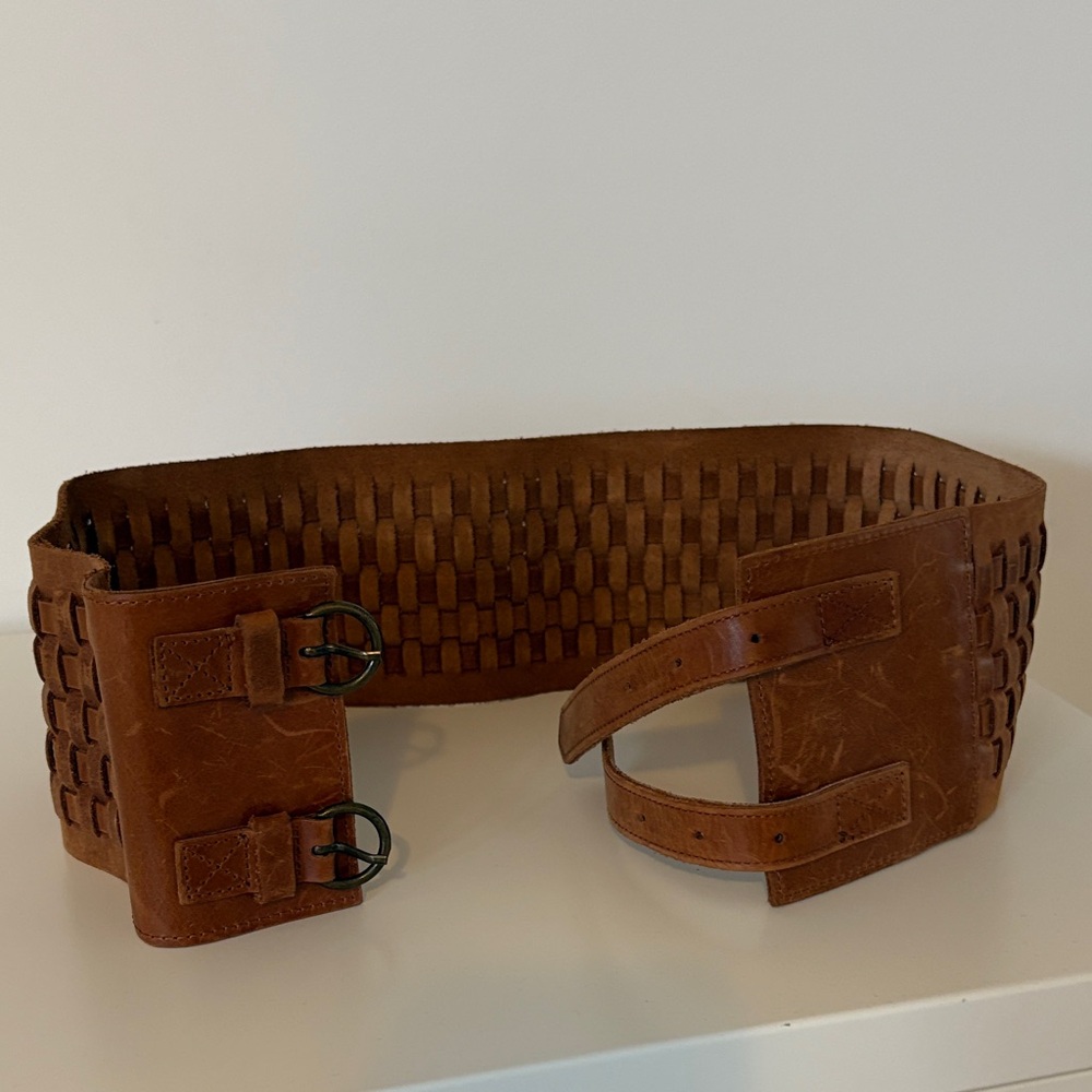 Brown Woven Leather Belt